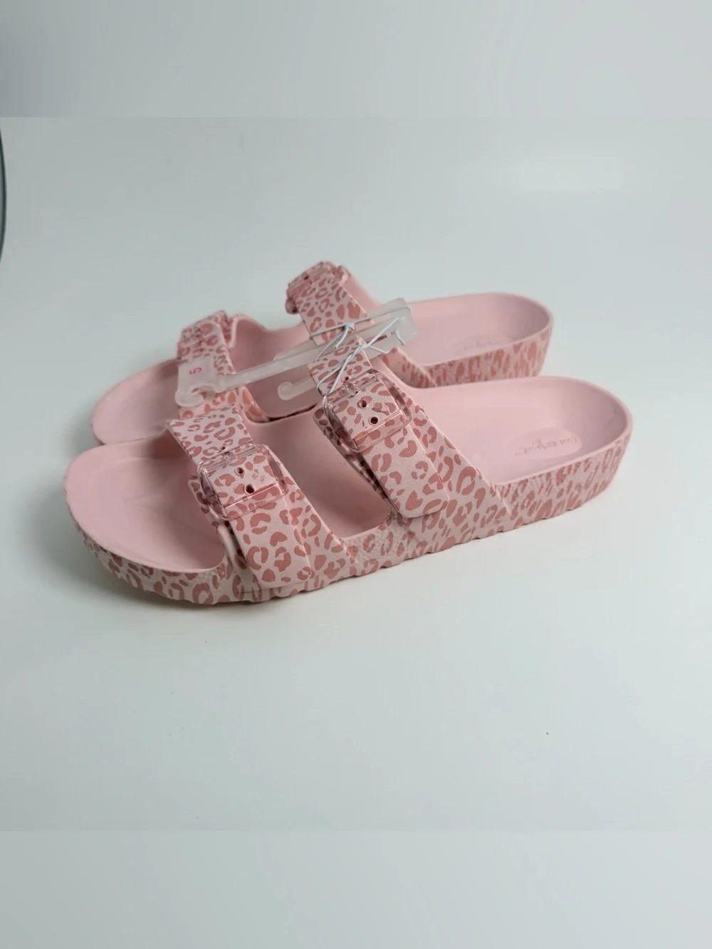 Cat & Jack Pink Leopard Print Double Buckle Slide Sandals